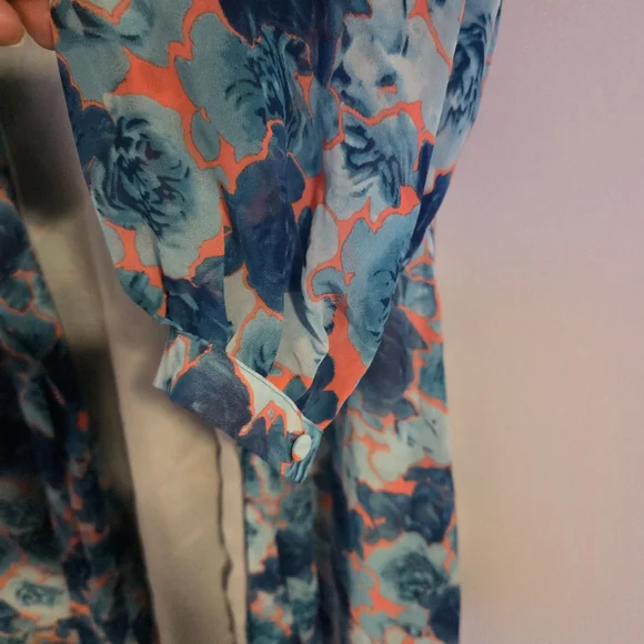 Caribbean Queen Blue Floral Swim Kimono Coverup - Picture 4 of 7